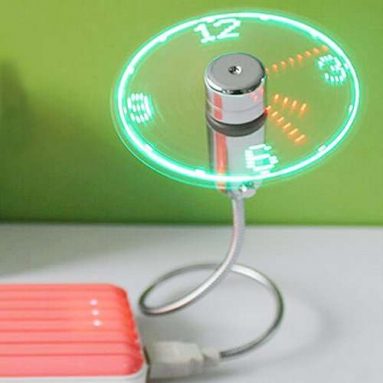 LED Clock Fan with Real Time Display Gadget