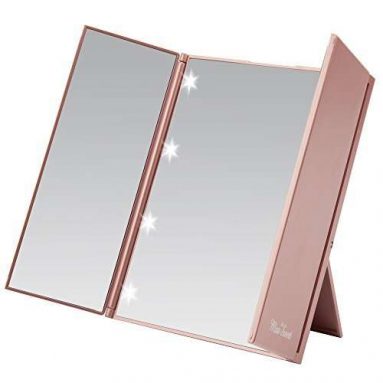 Led Lighted Tri-Fold Makeup Travel Mirror