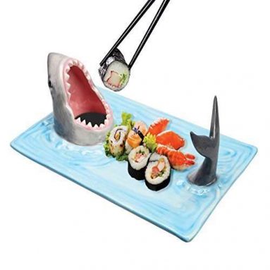 Hand-Painted Ceramic Shark Attack Sushi Serving Platter